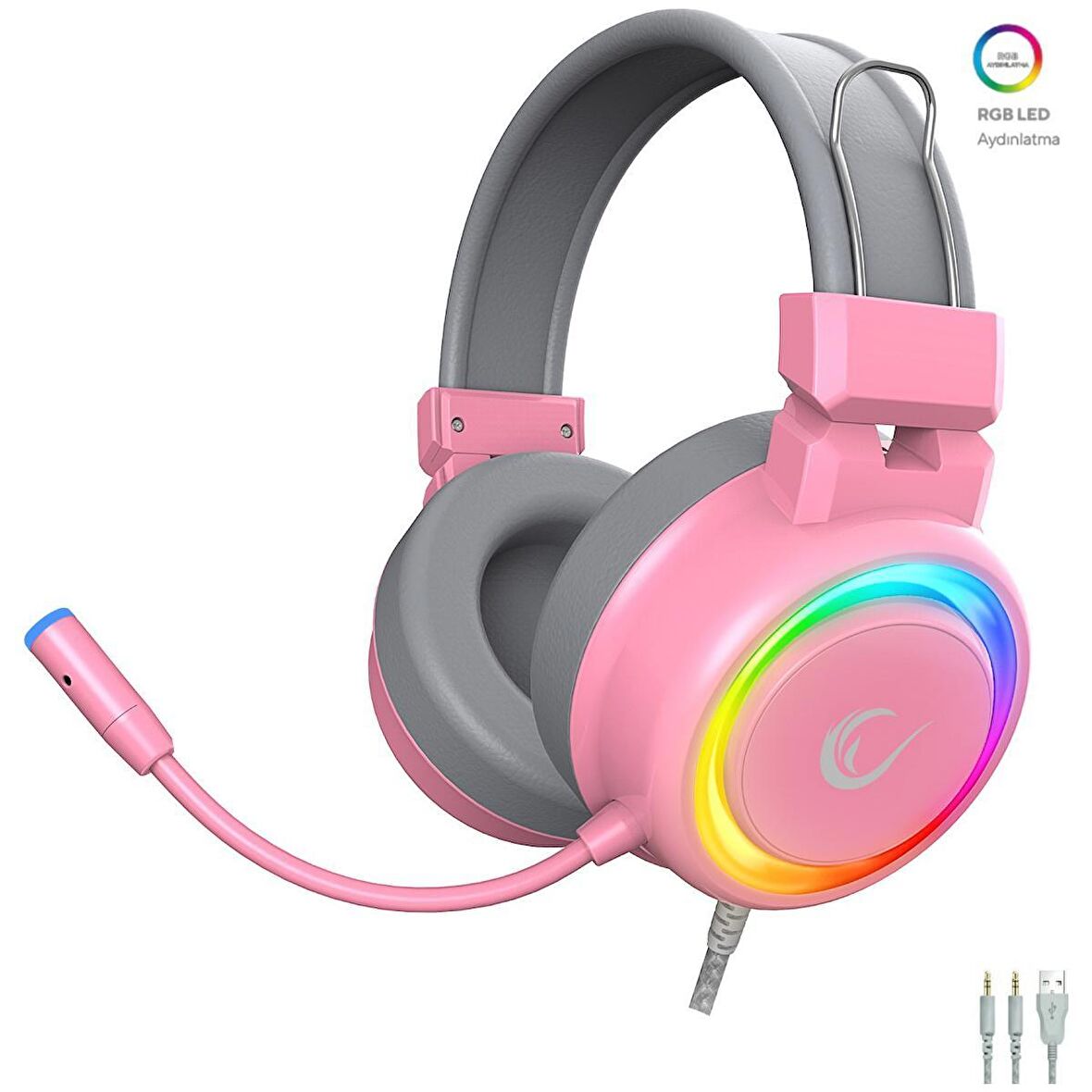 Rampage SN-R10 ALQUIST Pembe 3,5mm RGB Gaming Oyuncu Mikrofonlu Kulaklık