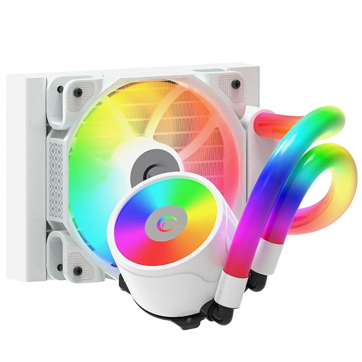 Rampage ICEBLADE C4 Beyaz 72CFM 2000RPM ARGB Fan AM5/LGA1700 Uyumlu Ledli Tüplü 120mm Sıvı Soğutmalı CPU Fan