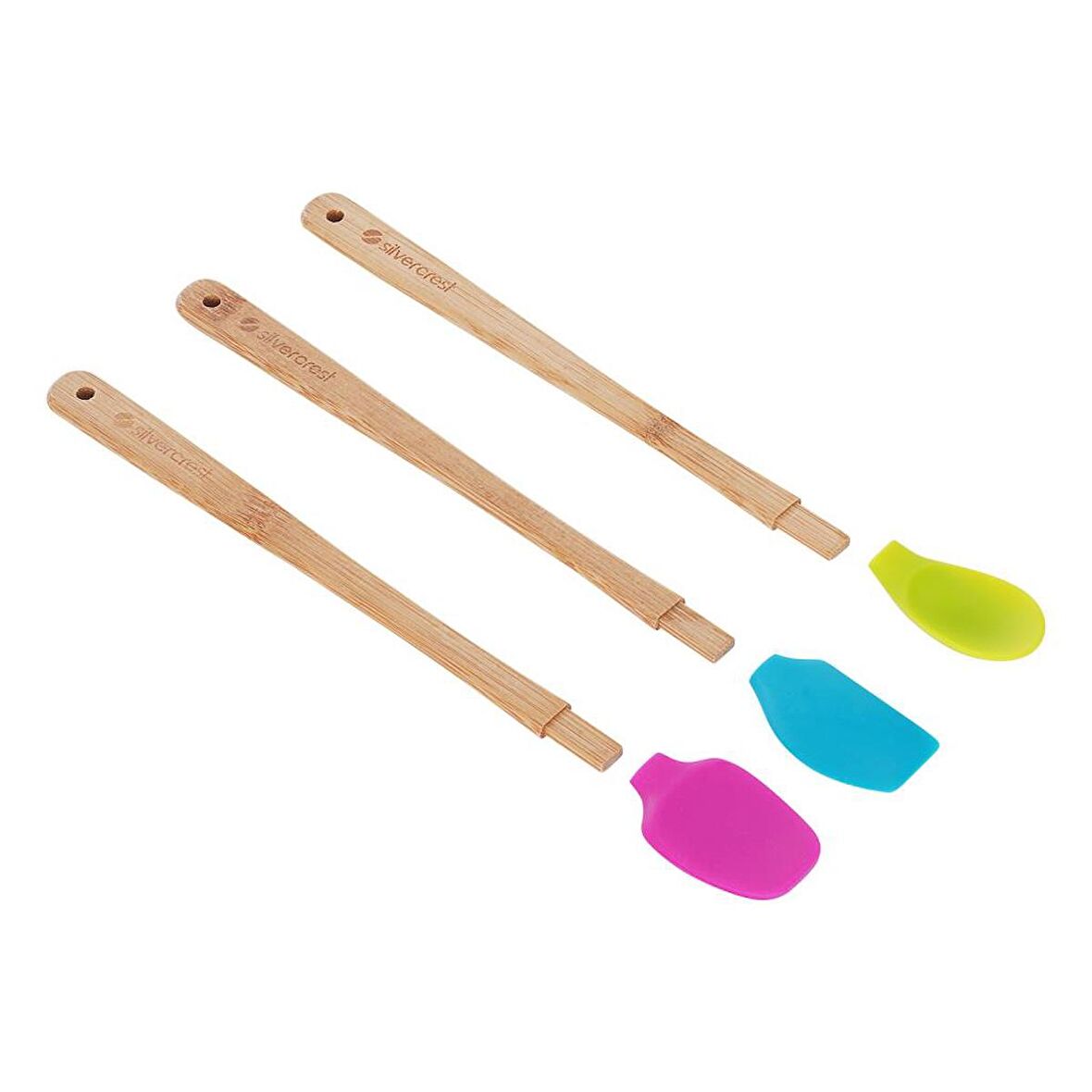 Silver Crest SPT-03 3 Lu Renkli 26CM Uzun Silikon Bambu Spatula Seti