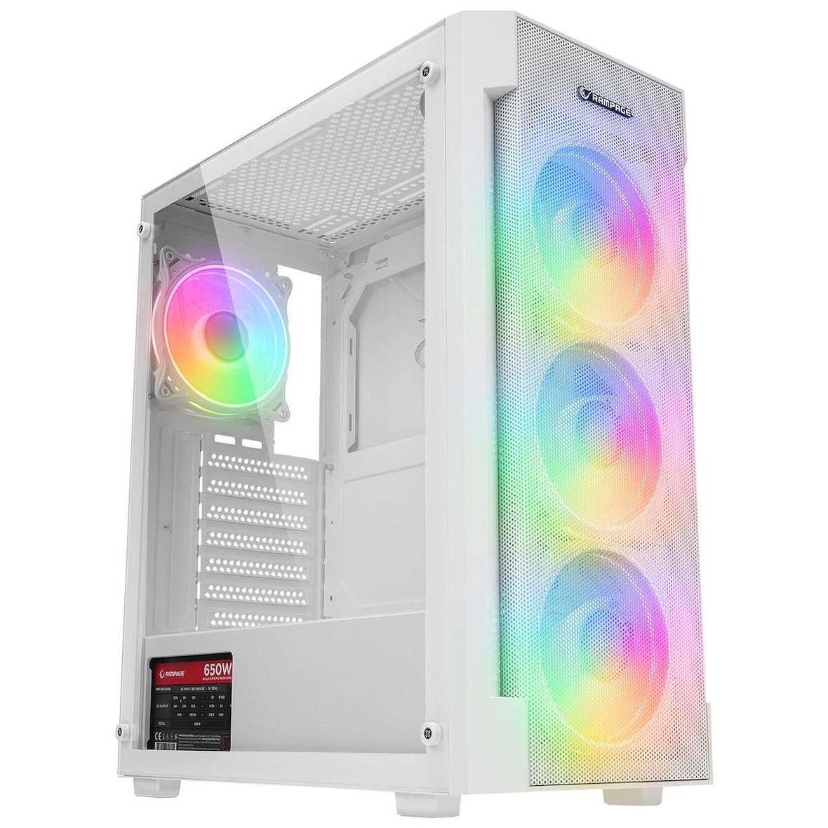Rampage VIGILANT Mesh 650W 80+ BRONZE Beyaz Temperli Camlı 4x12cm RGB ...