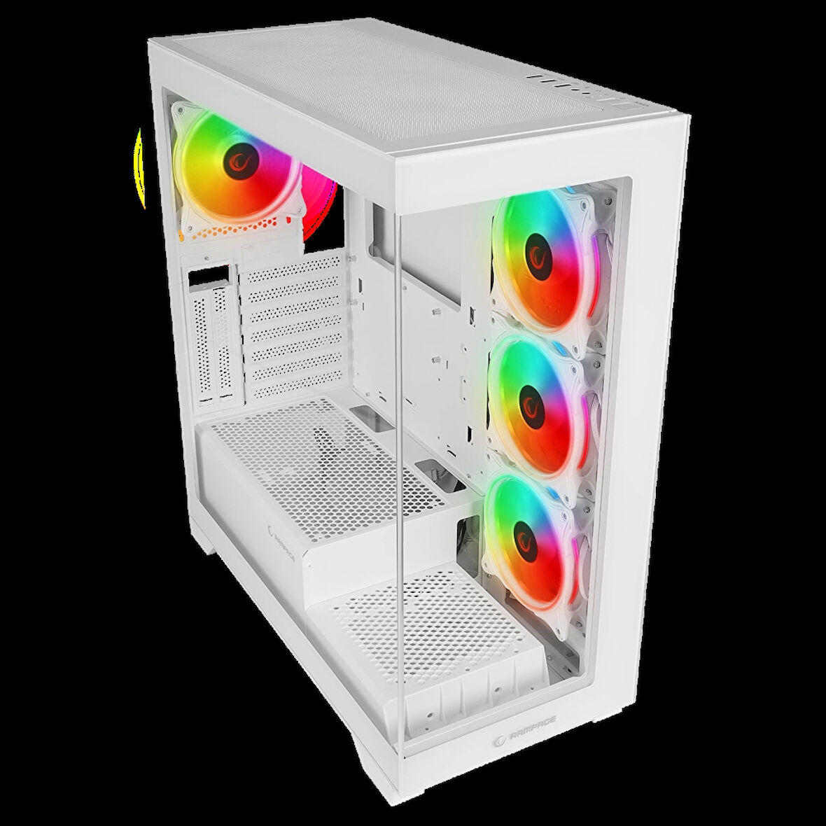 Rampage HYDRA V3 WHITE Camlı 7*12cm RGB Fan ATX Gaming Kasa