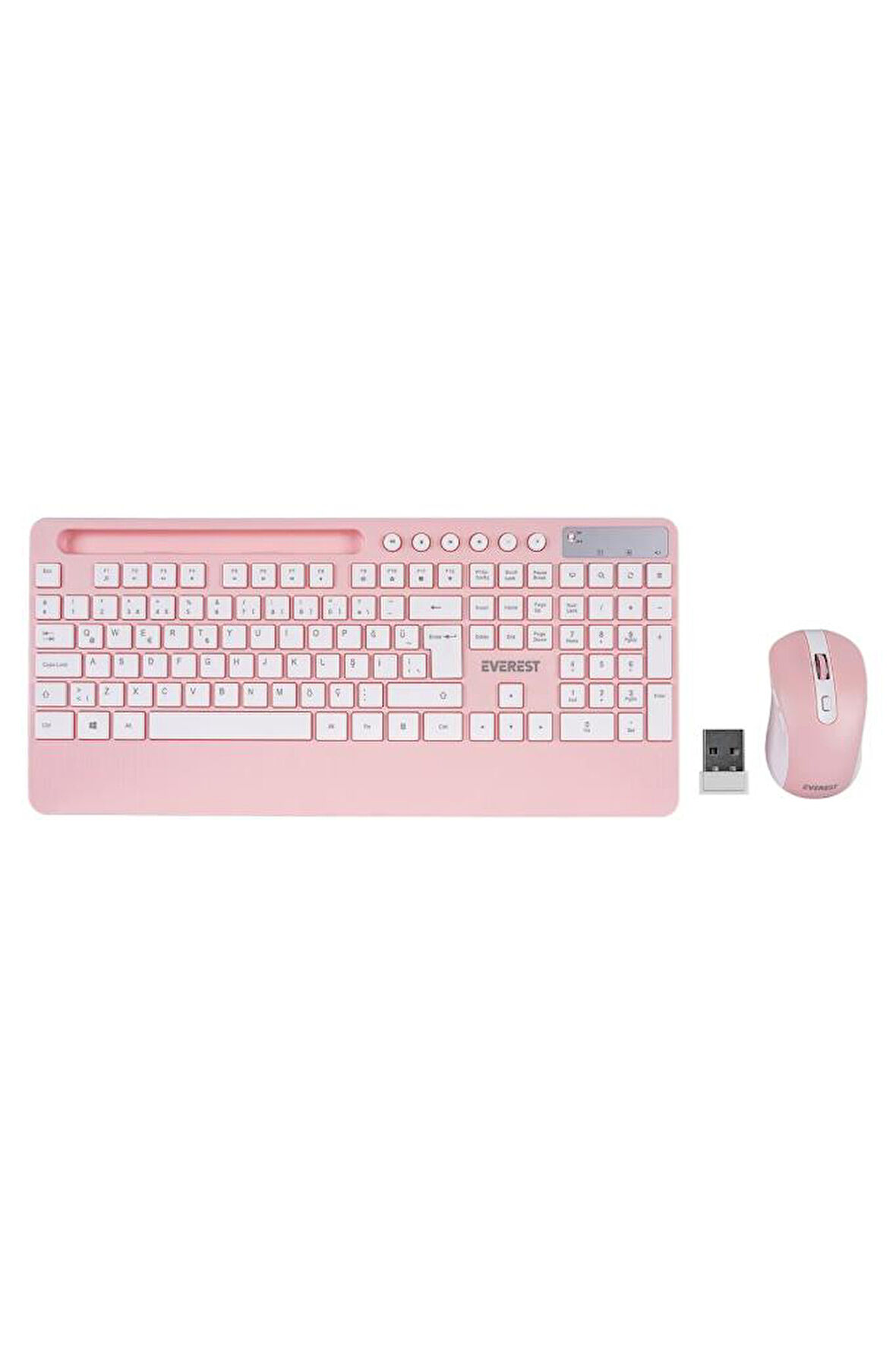 Everest 2.4 Ghz Kablosuz Standart Klavye Mouse Seti 1600 Dpi Pembe KM-9676