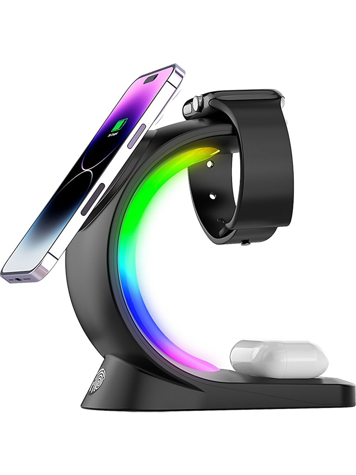 S-link SL-CW20 Telefon, Saat, Kulaklık Uyumlu 15W Siyah RGB Kablosuz Şarj Cihazı