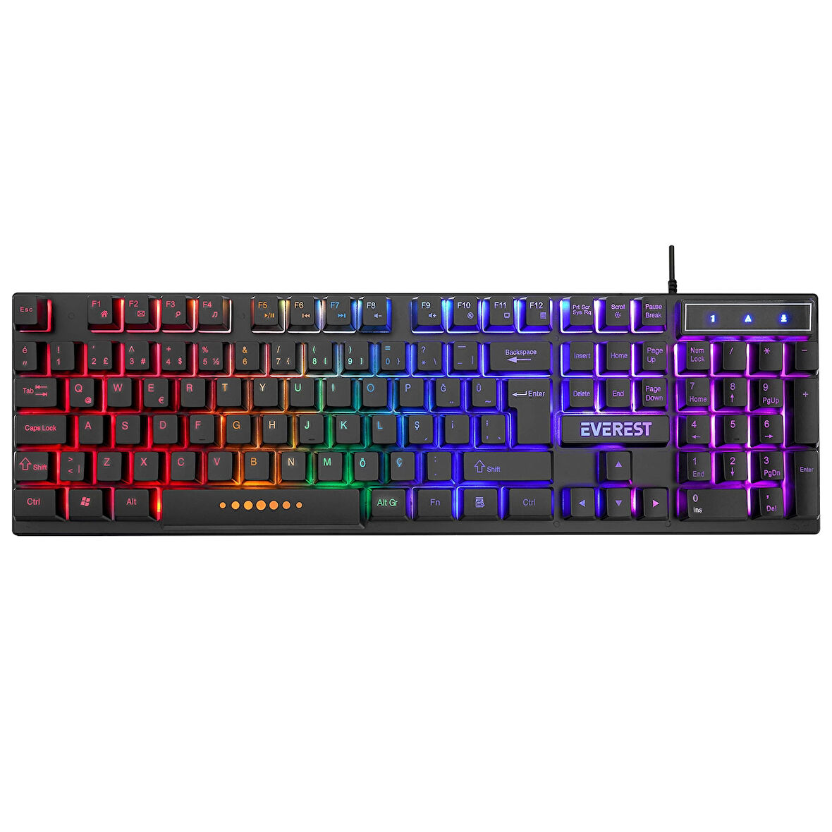 Klavye Oyuncu Gaming Rgb Rainbow Membrane Everest KB-24 Siyah