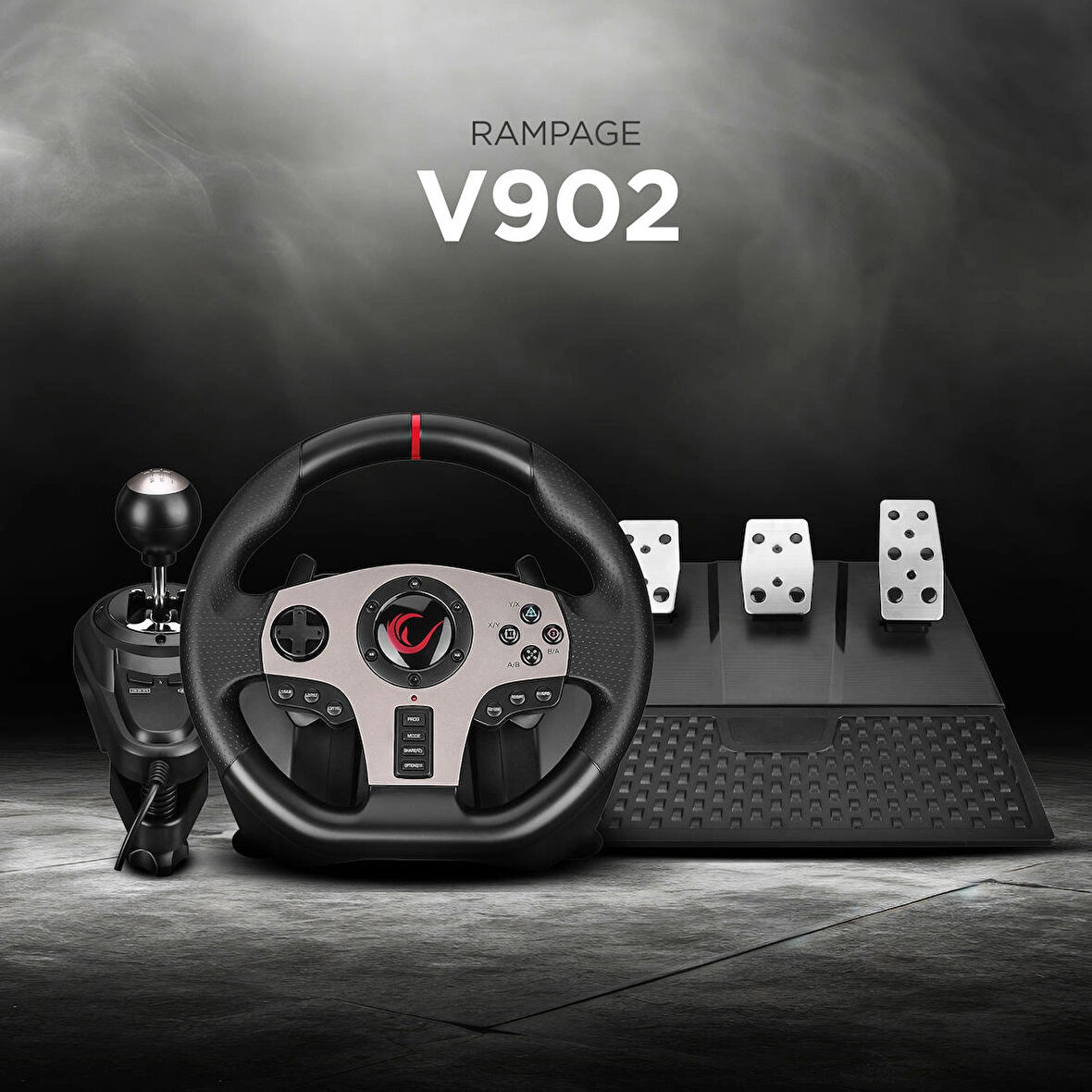 Rampage V902 Oyuncu Direksiyon Seti PC 3 Pedallı Oyuncu Direksiyonu ( Sadece PC Uyumlu )