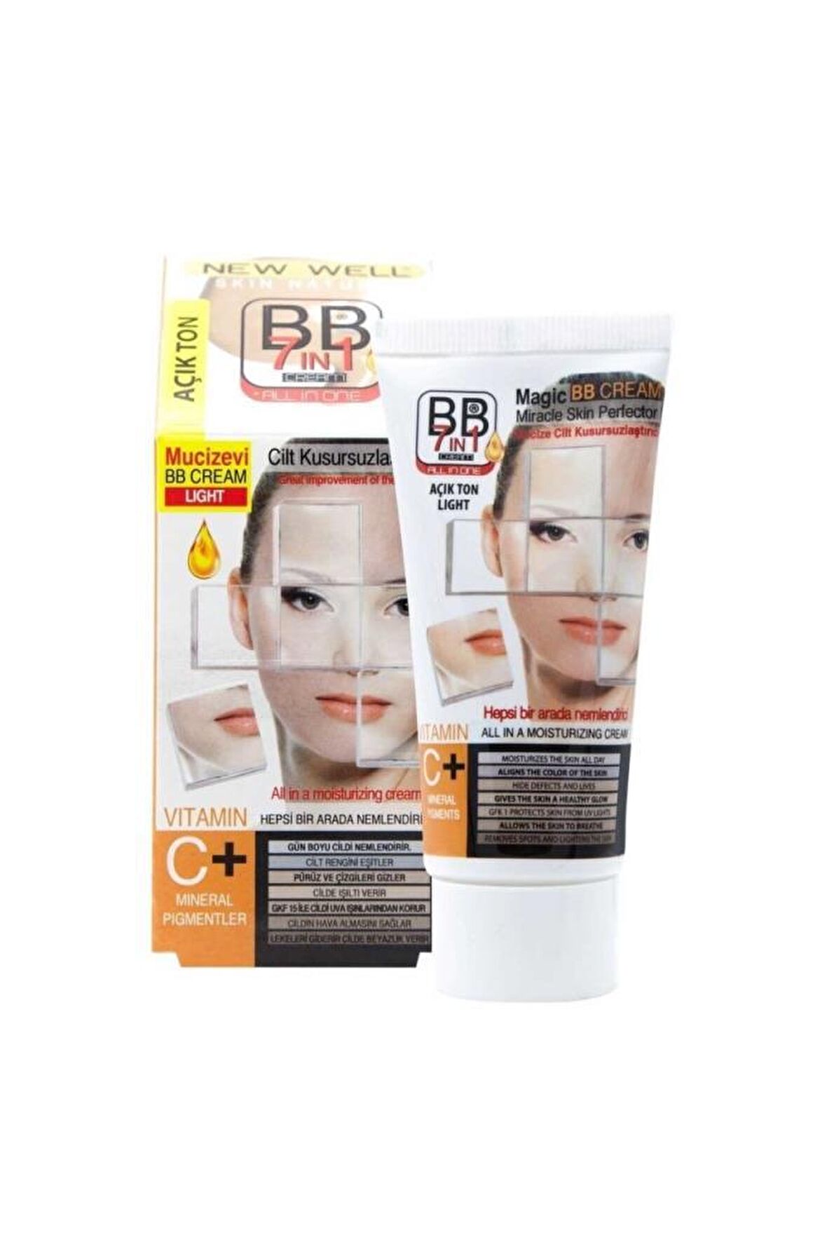 New Well Skin Natural BB Cream Light 50 Ml. (BB Krem Cilt Kusursuzlaştırıcı-Açık Ton)