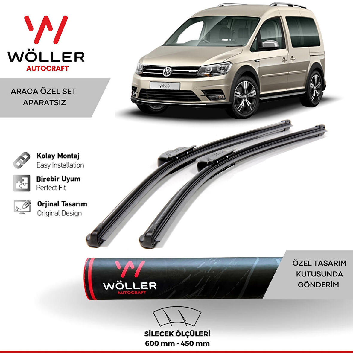 Volkswagen Caddy Silecek 2017 Sonrası Wöller Silecek Takımı Araca Özel