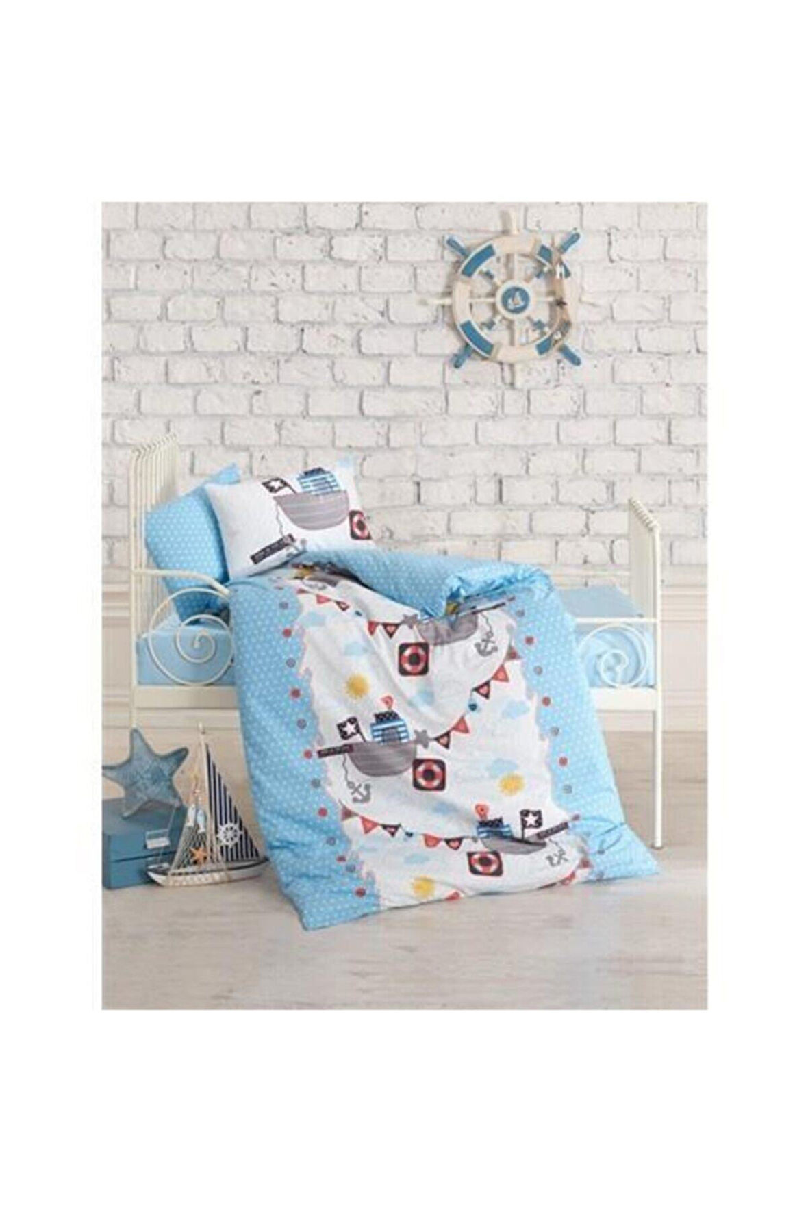 Mavi Gemici Bebek Nevresim Takımı 100x150