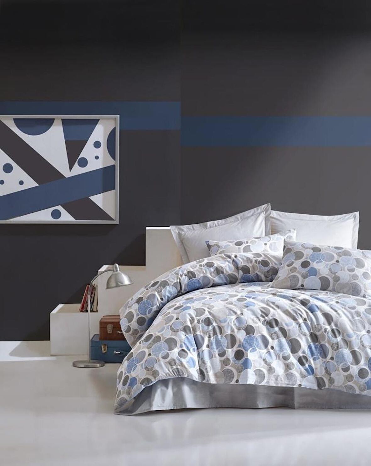 Cotton Box Minimal Ranforce Çift Kişilik Nevresim Takımı Poly Mavi