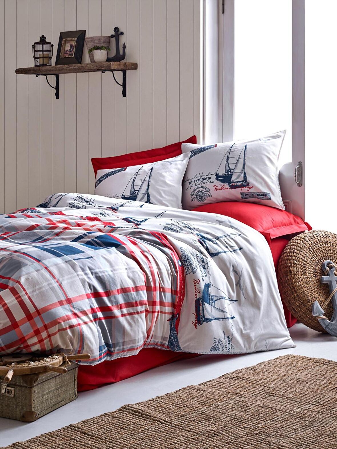 Cotton Box Maritime Çizgili Pamuk Çift Kişilik Nevresim Takımı