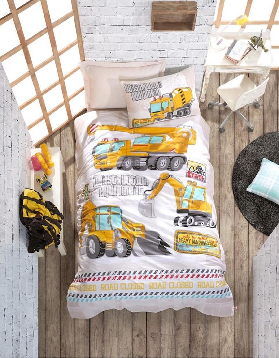 Cotton Box Junior Ranforce Nevresim Takımı Tek Kişilik Track Turkuaz Fıtted