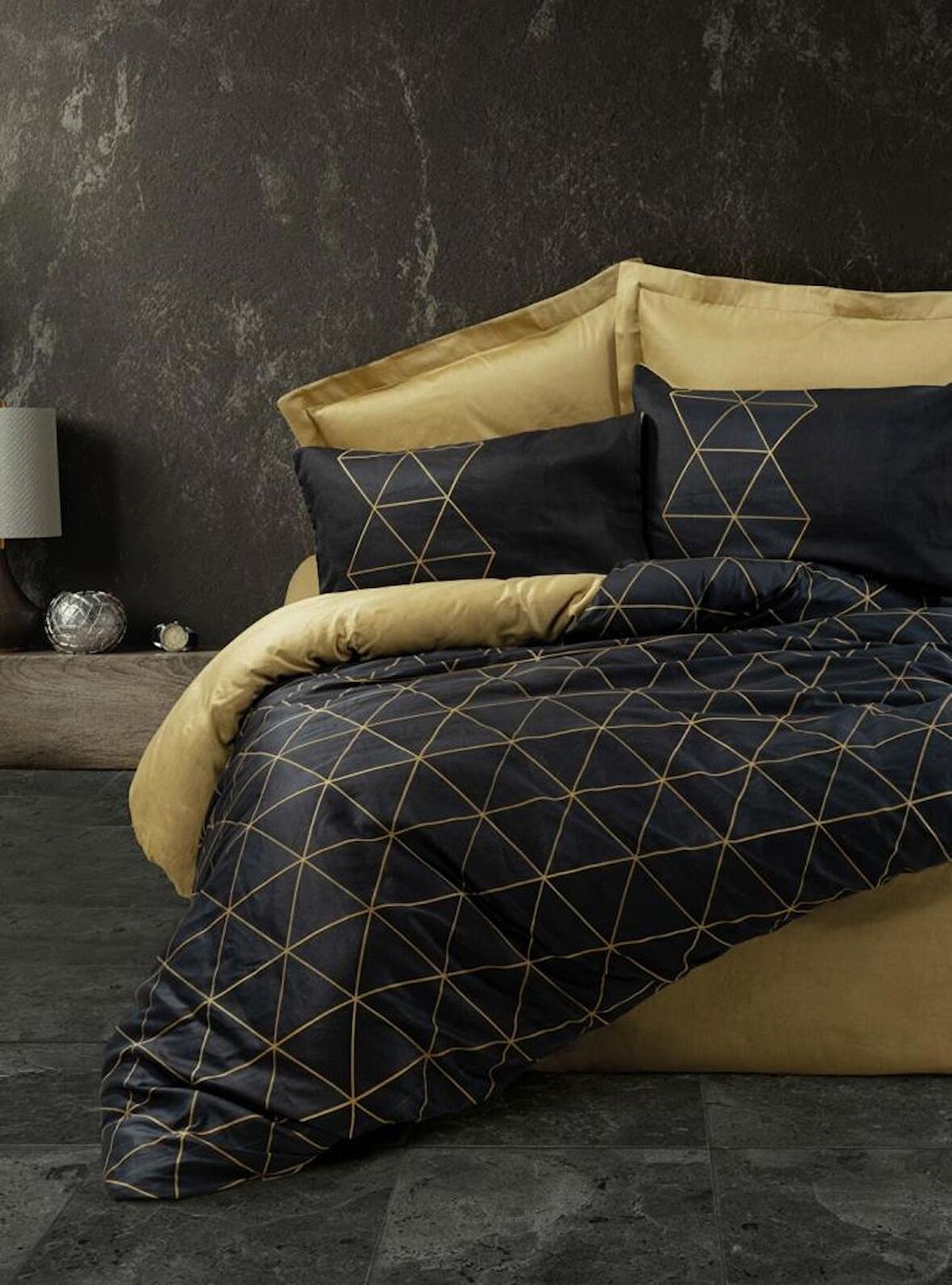 Cotton Box Dark Tek Kişilik Nevresim Takımı Veta Gold