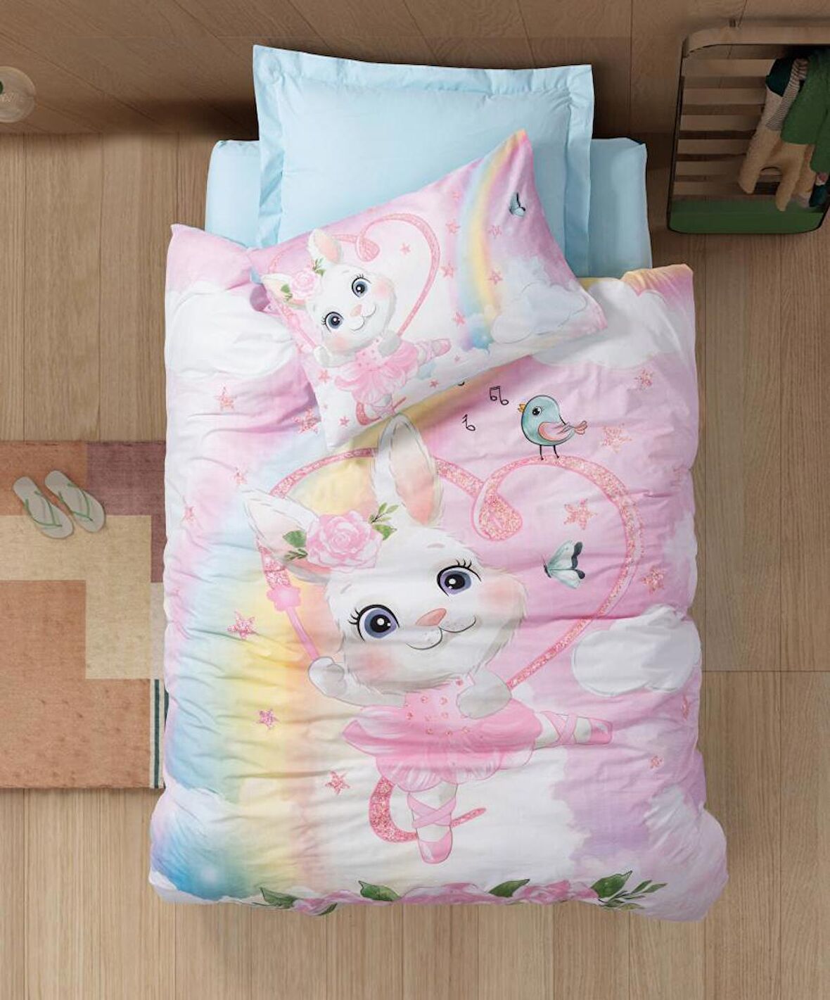 Cotton Box Genç Ranforce Nevresim Takımı Tek Kişilik Cony Mint