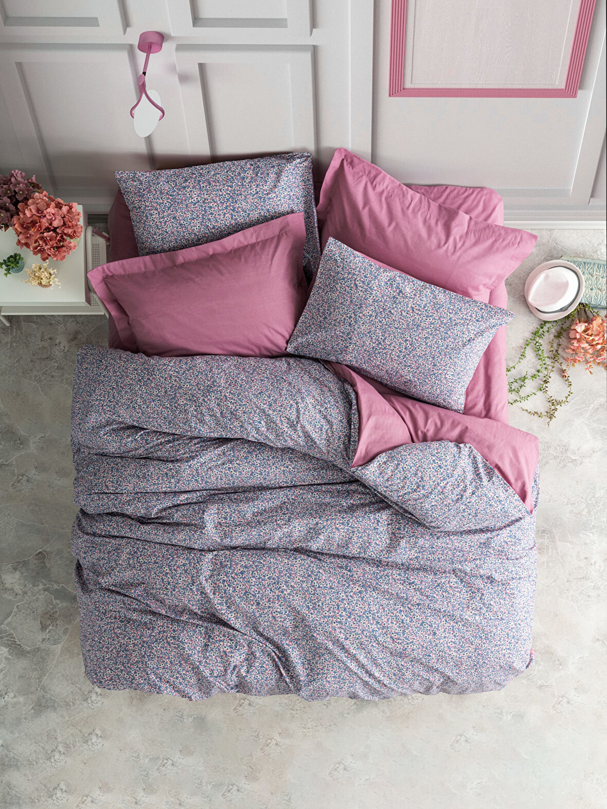 Cotton Box Petite Tek Kişilik Lastikli Çarşaflı Nevresim Takımı Penny Gül Kurusu