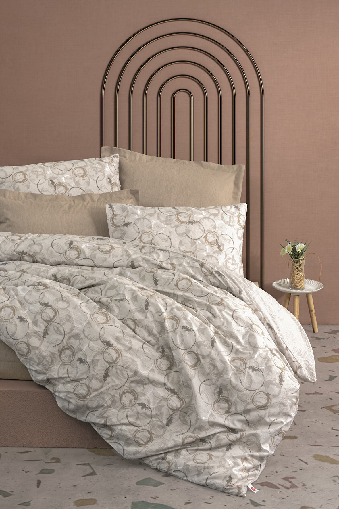 Cotton Box Minimal Tek Kişilik Lastikli Çarşaflı Nevresim Takımı Moil Bej