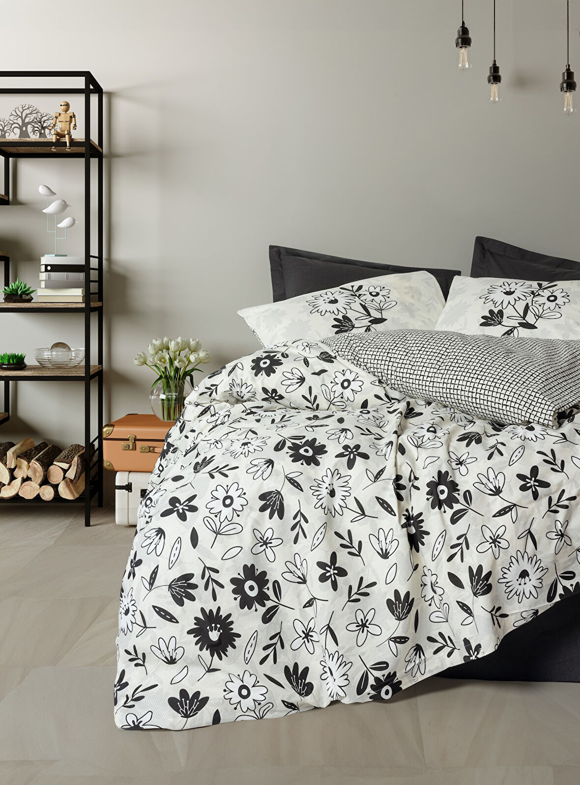 Cotton Box Balance Ranforce Tek Kişilik Nevresim Takımı Meresa Siyah