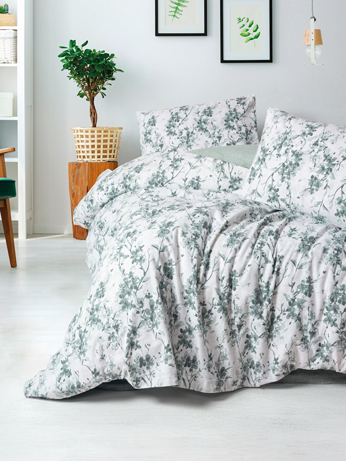 Cotton Box Flanel Tek Kişilik Nevresim Takımı Casey Petrol