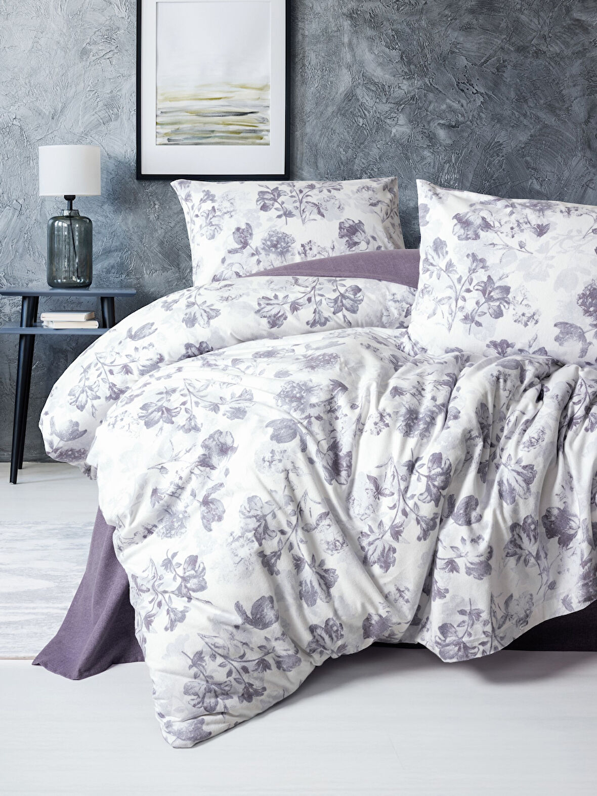 Cotton Box Flanel Tek Kişilik Nevresim Takımı Sadie Mor