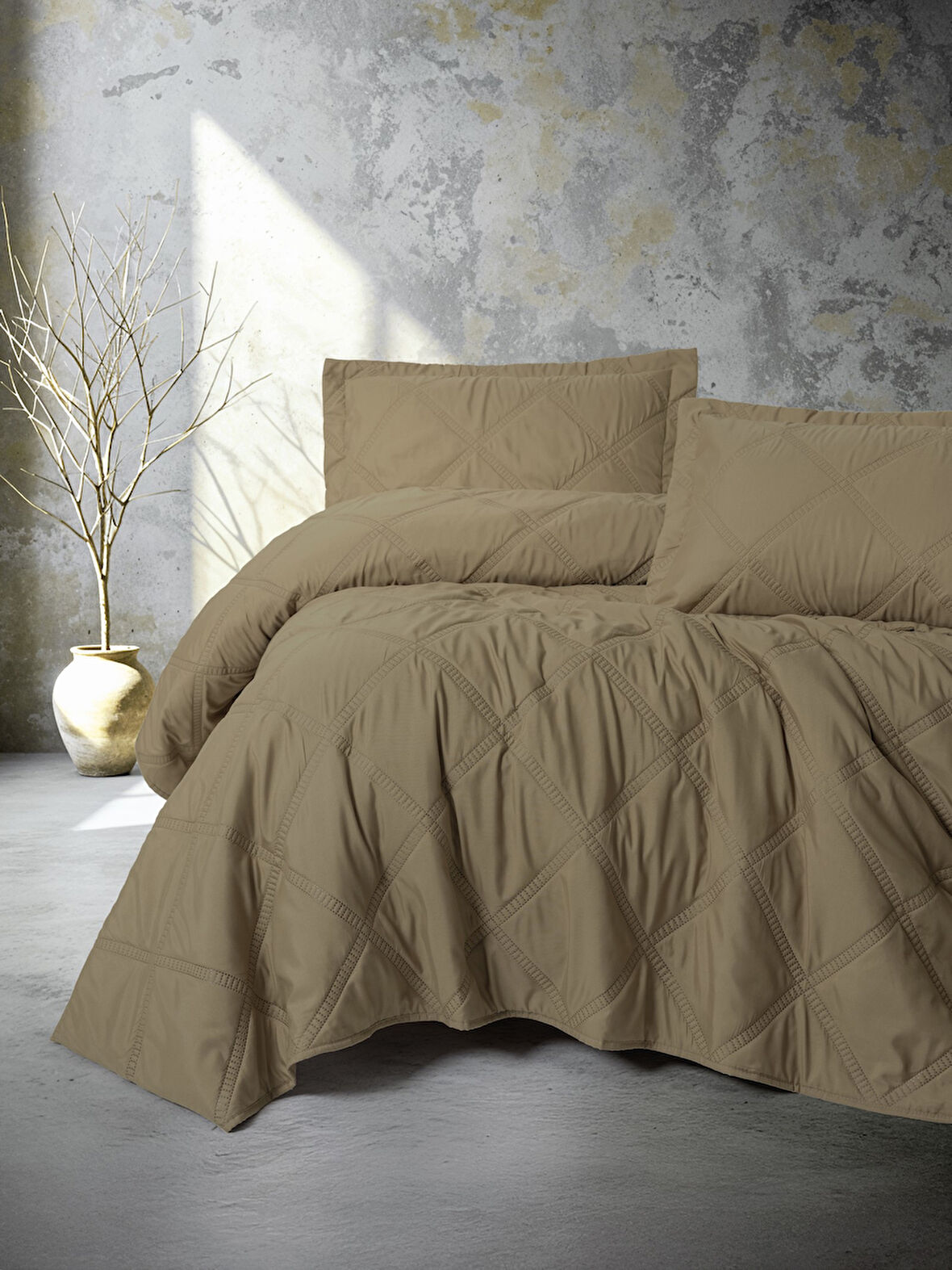 Cotton Box Serra Tek Kişilik Yatak Örtüsü Tila Bej