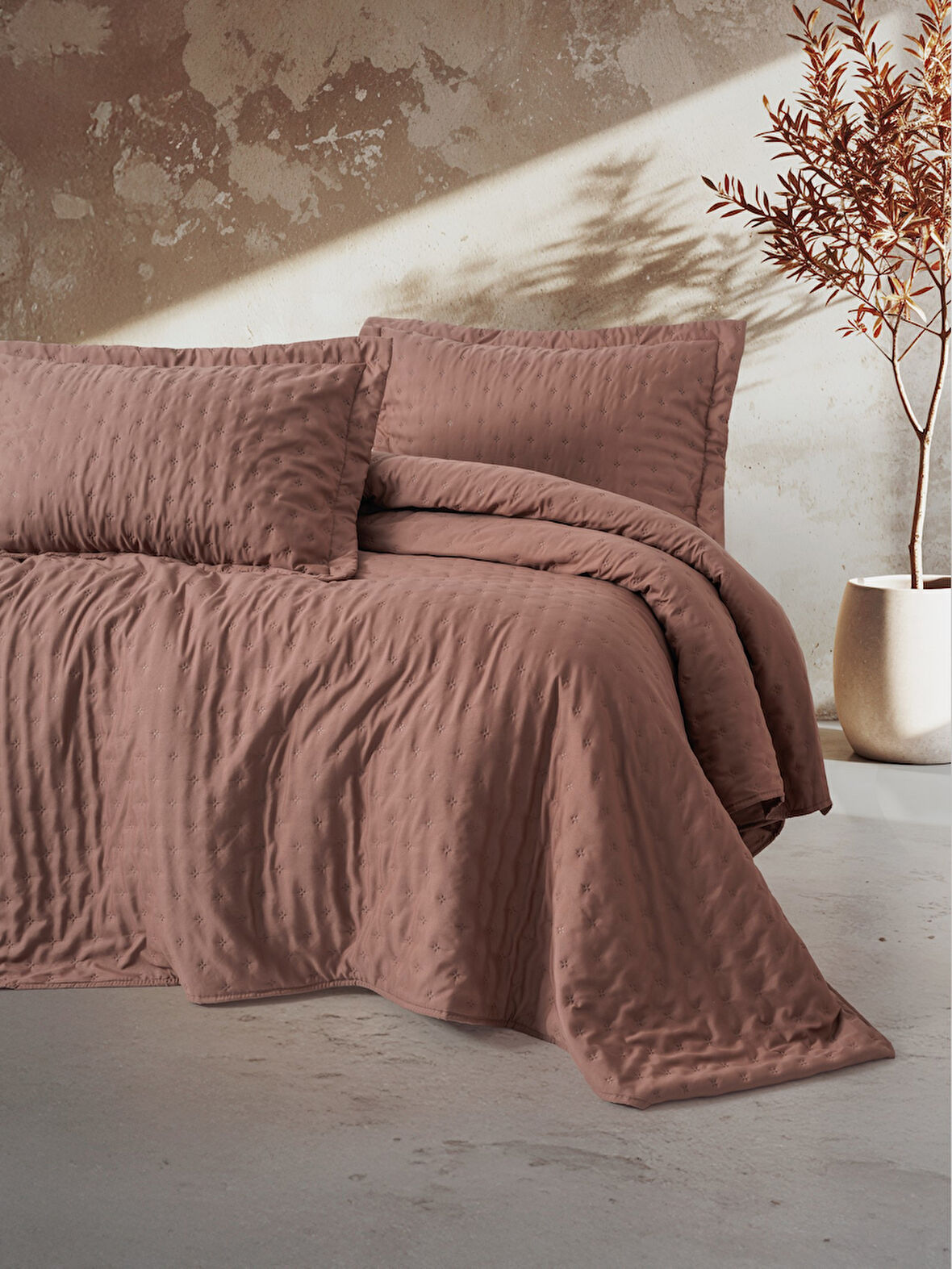 Cotton Box Serra Tek Kişilik Yatak Örtüsü Niva Gül Kurusu