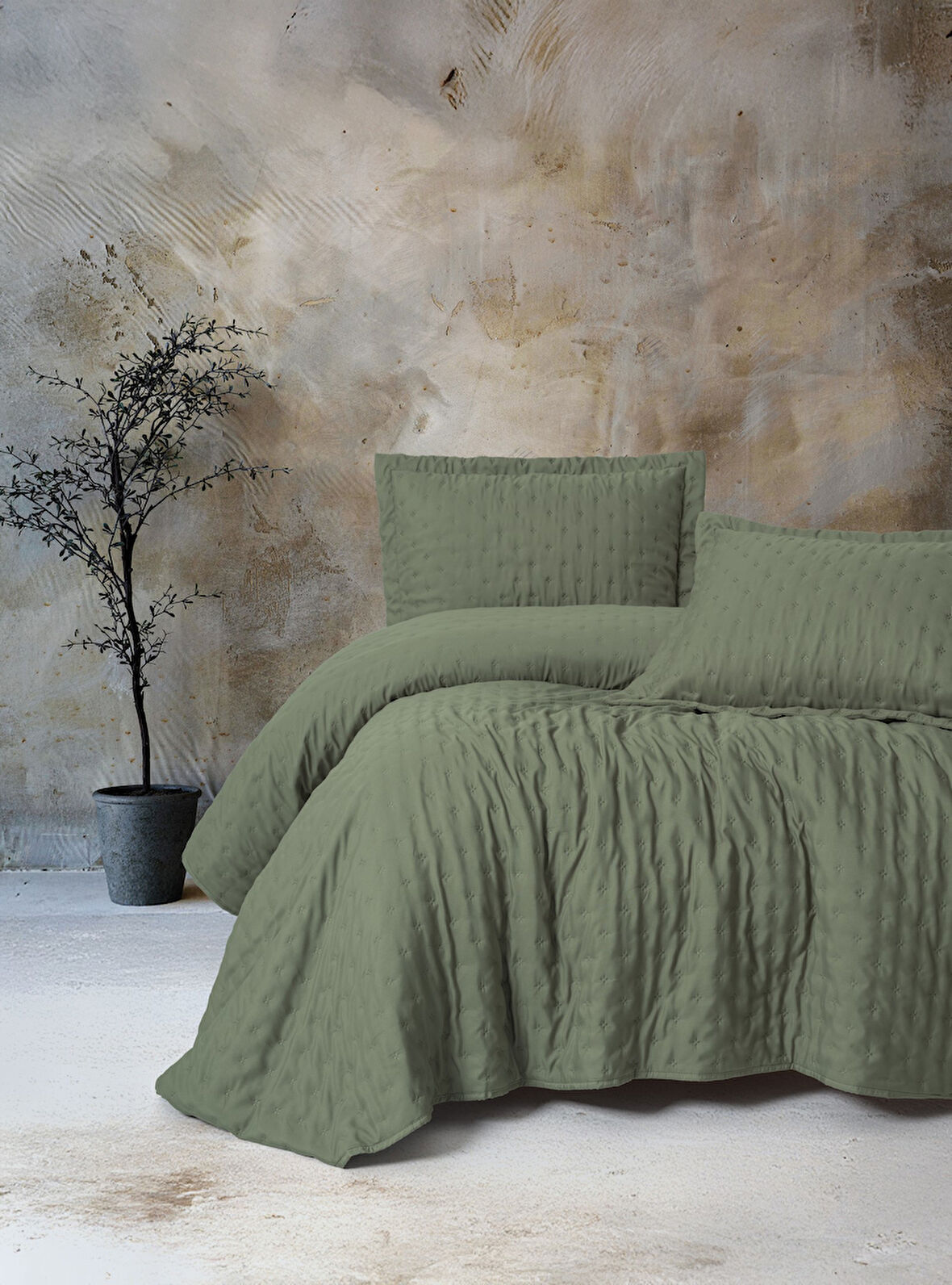 Cotton Box Serra Tek Kişilik Yatak Örtüsü Niva Adaçayı