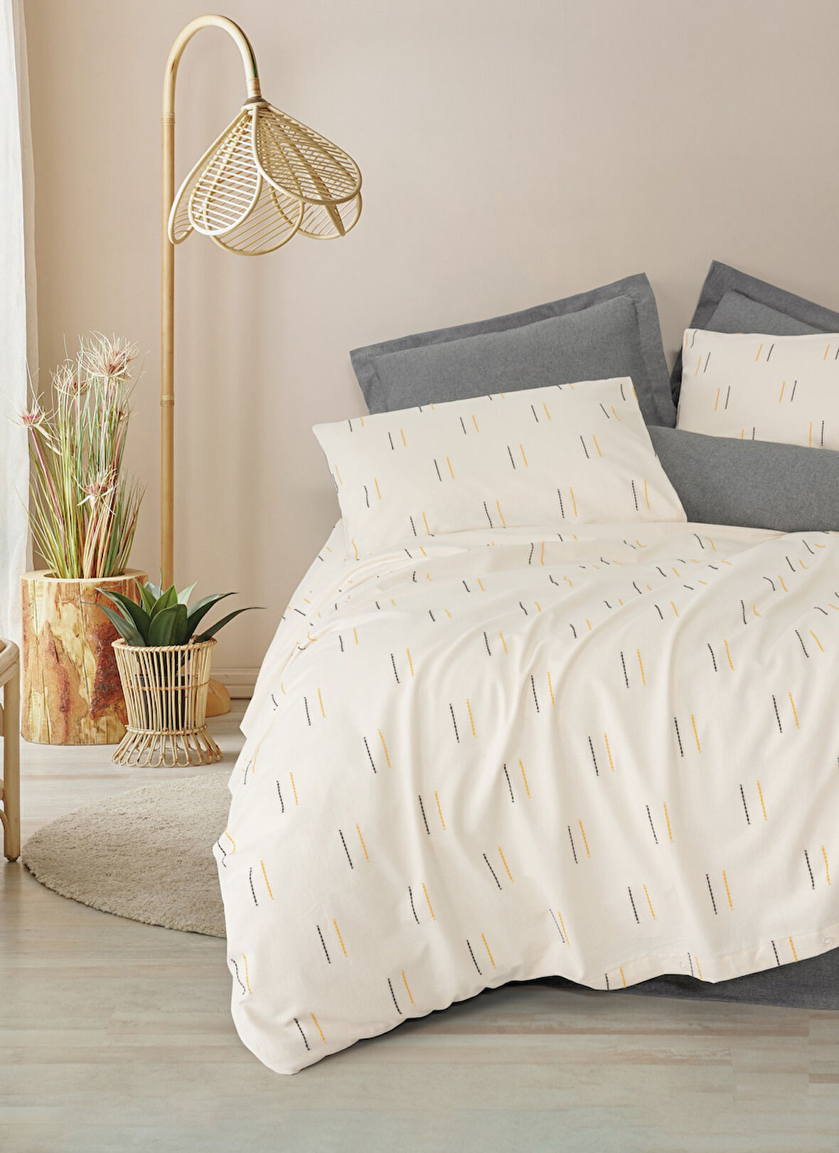Cotton Box Loopra Çift Kişilik Nevresim Takımı Lura Gri