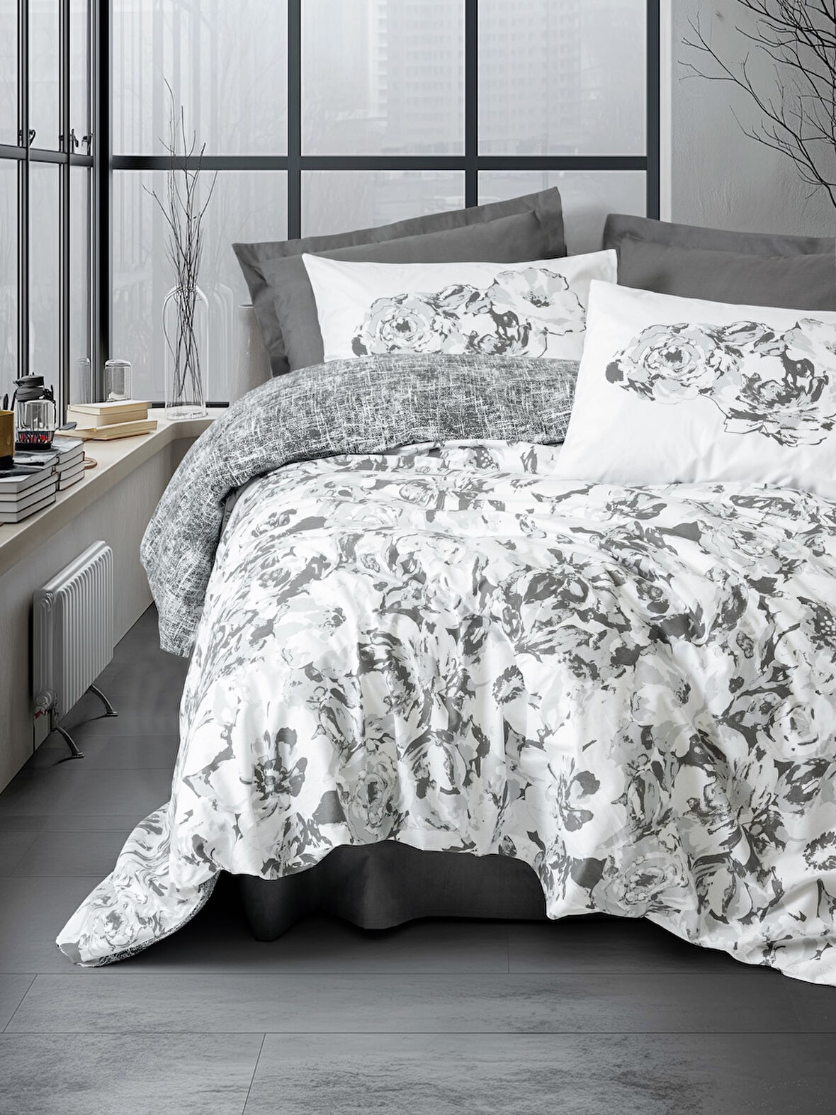 Cotton Box Dual Çift Kişilik Nevresim Takımı Florva Antrasit