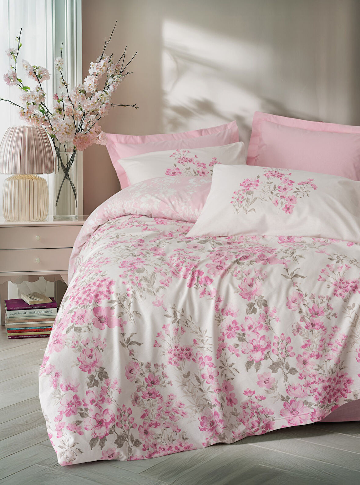 Cotton Box Tek Kişilik Nevresim Takımı Floren Pembe