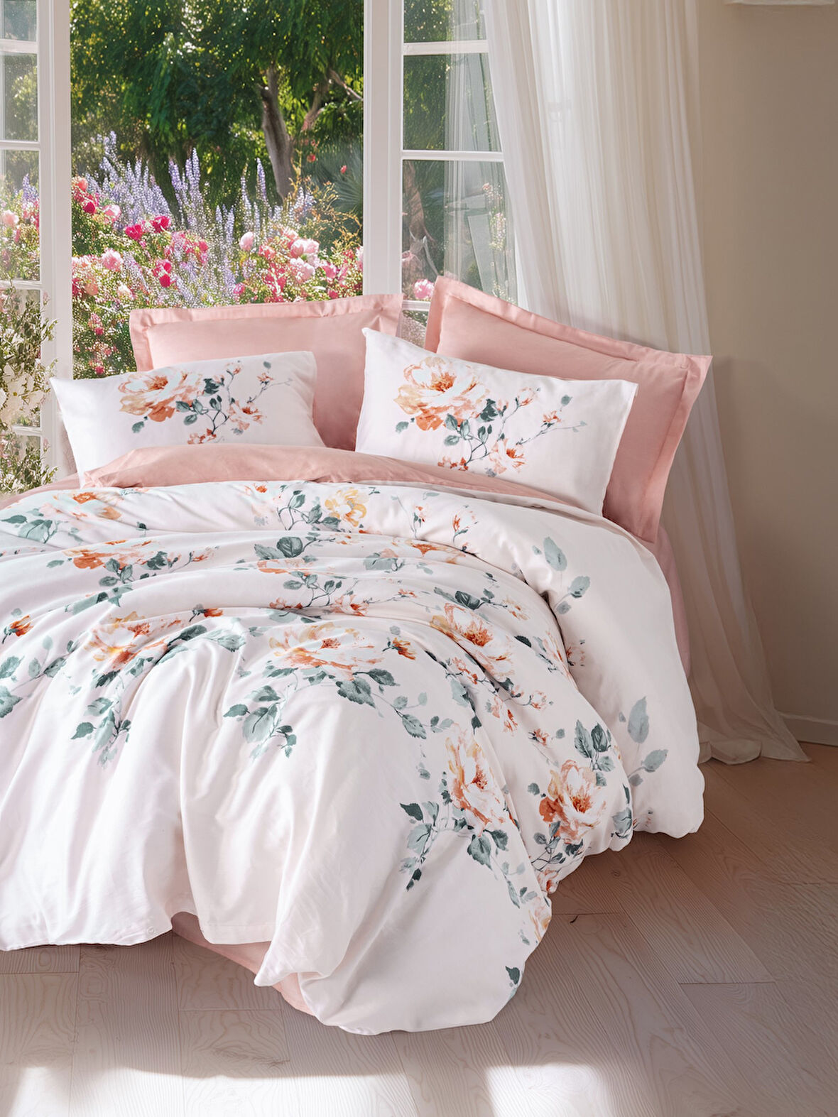 Cotton Box Saten Çift Kişilik Nevresim Takımı Verna Pudra