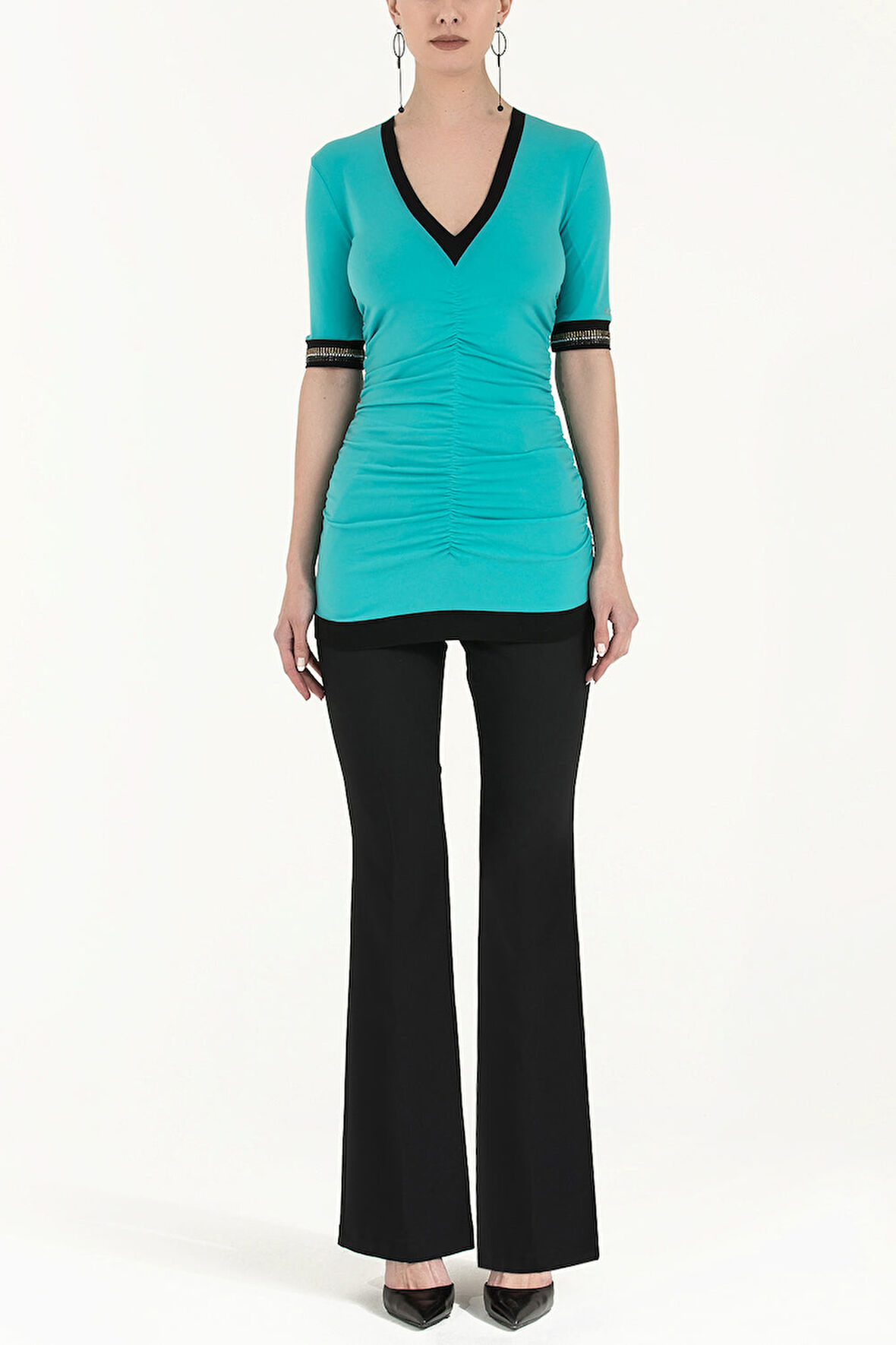 Mint V yaka örme bluz 18786 | 40