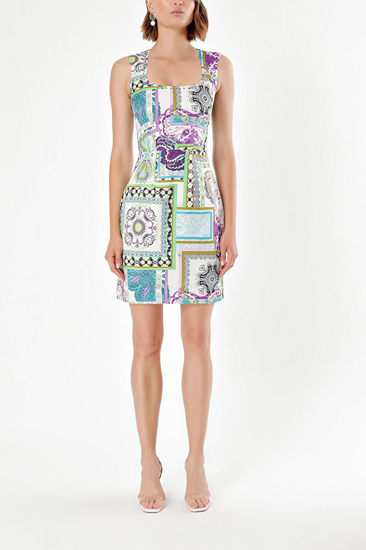 Yeşil DESENLİ ELBİSE  90853 | 40