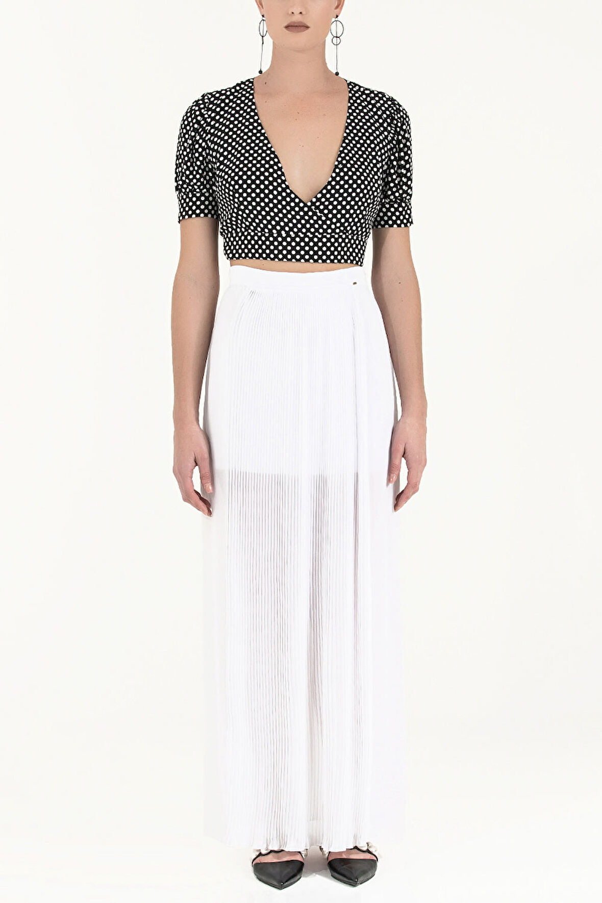 Beyaz Piliseli şifon etek 80513 | 40