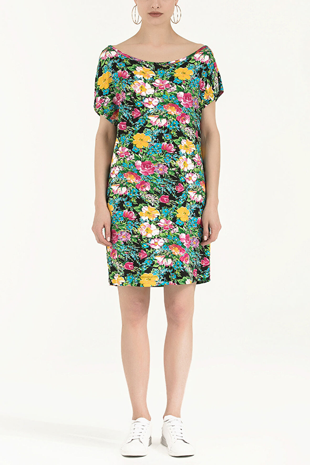 Siyah Desenli Örme mini Elbise  91021 | 40