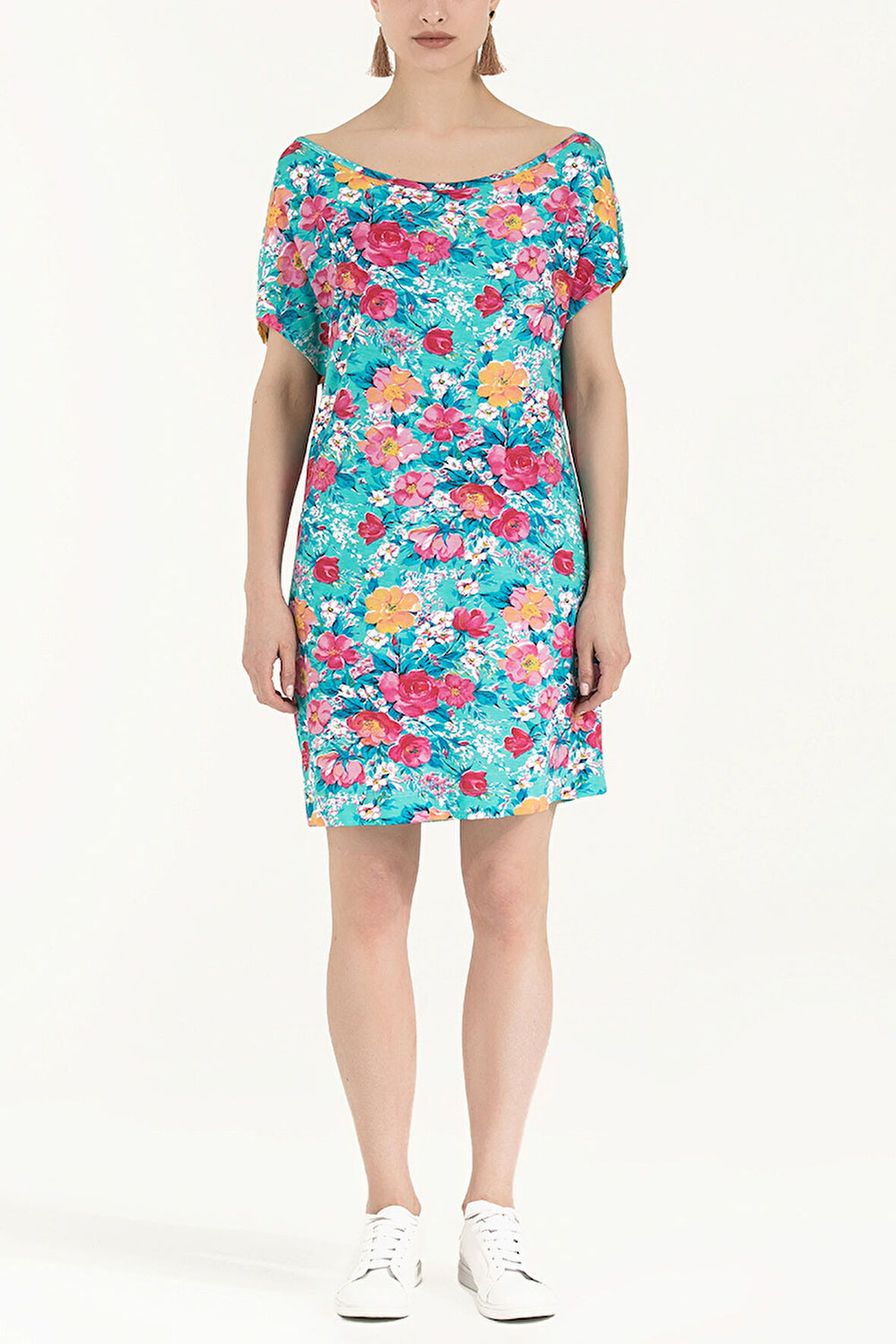 Mavi Desenli Örme mini Elbise  91021 | 42