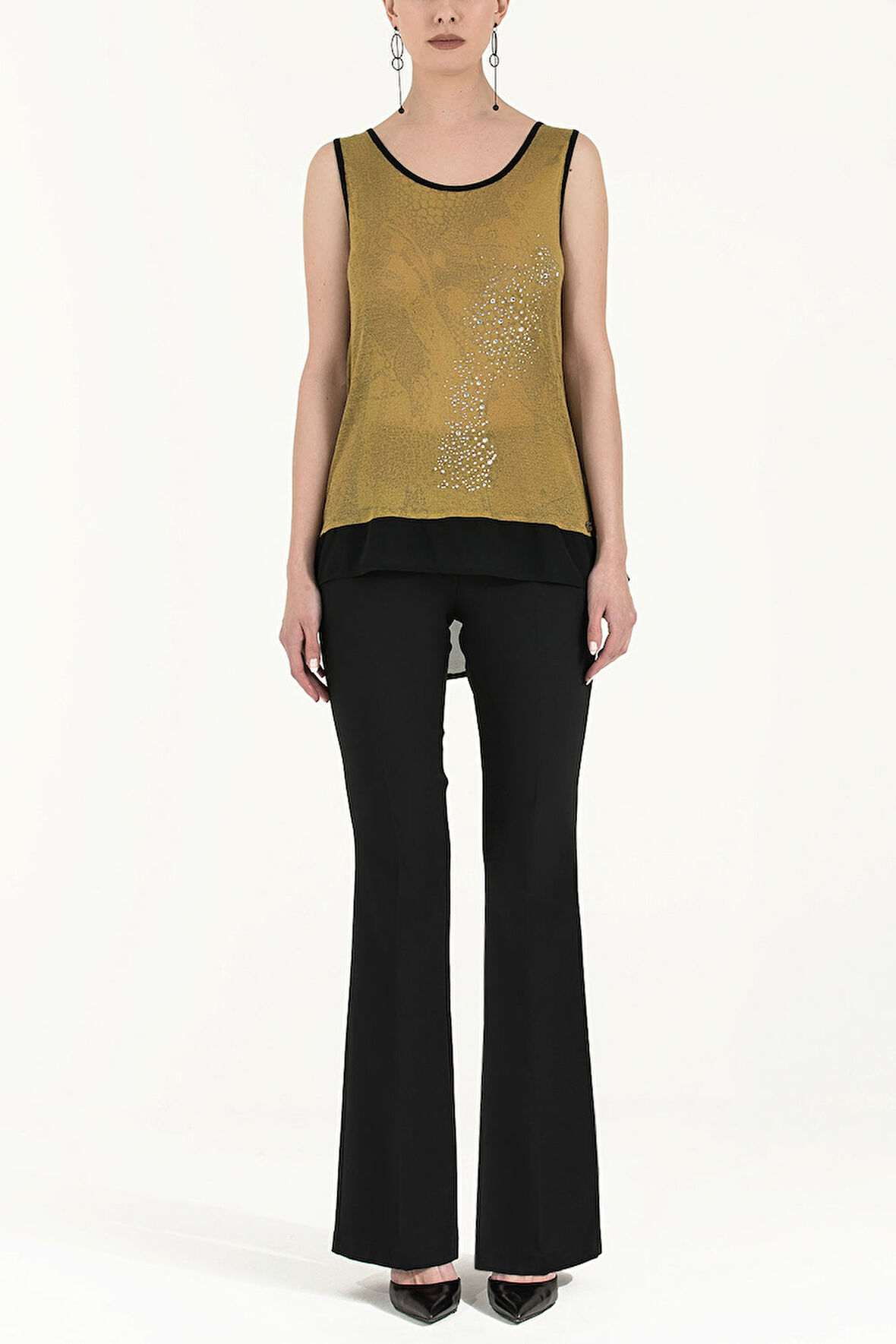 Sarı Desenli triko bluz 28453 | 42