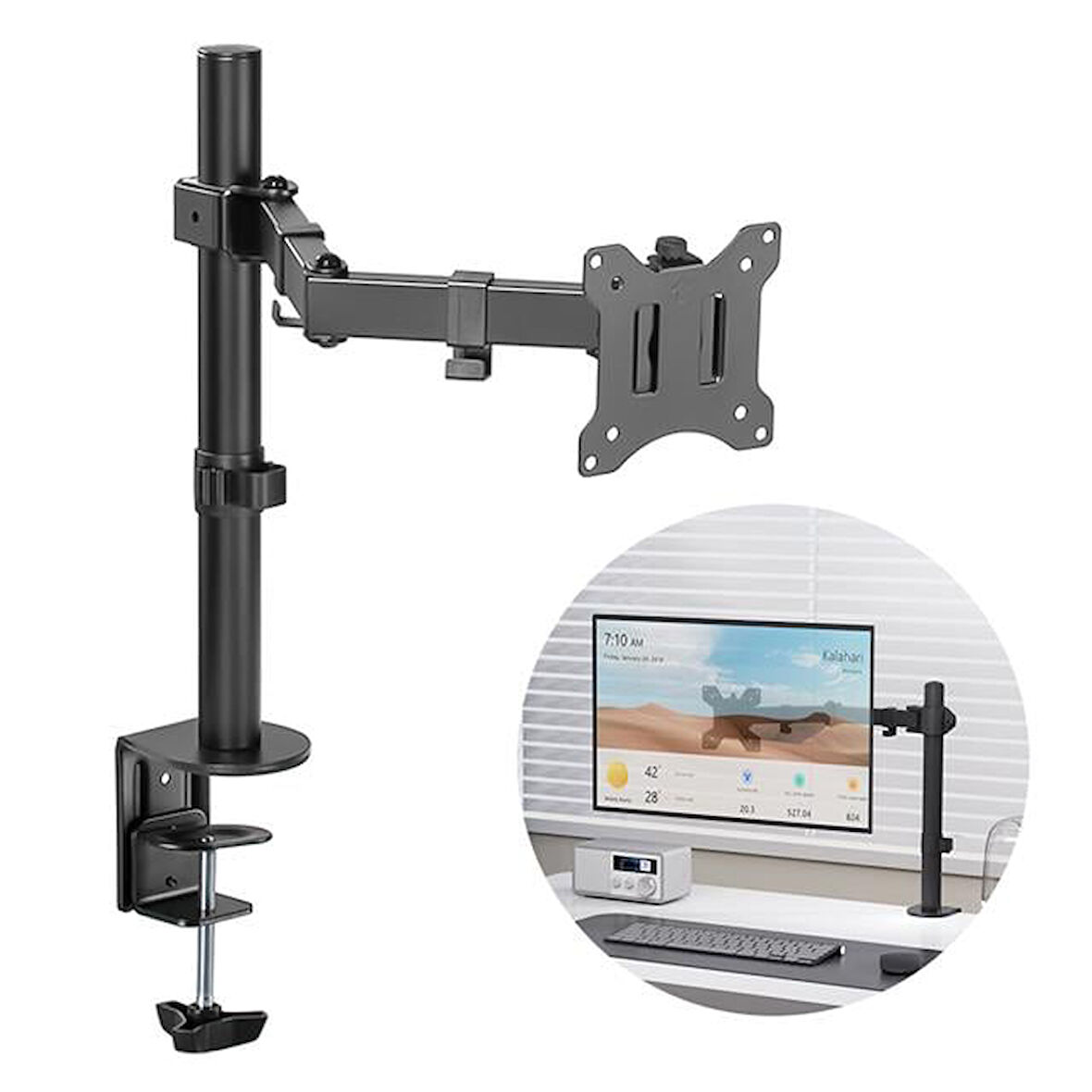 Powermaster PM-051 13-27'' Mekanik Tek Kol LCD-LED Gaming Monitör Tutucu Stand Askı Aparatı