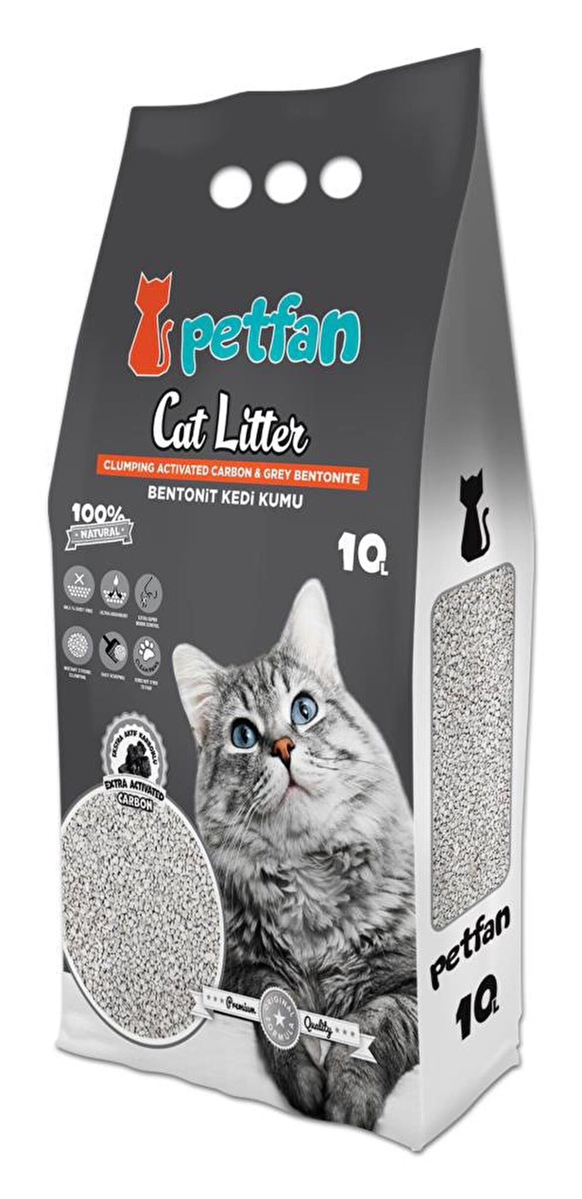 PETFAN 10L AKTİF KARBONLU BENTONİT KEDİ KUMU