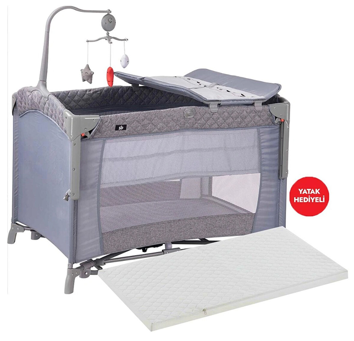 Sunny Baby Oslo Park Gri + Sünger Yatak 70x110 cm