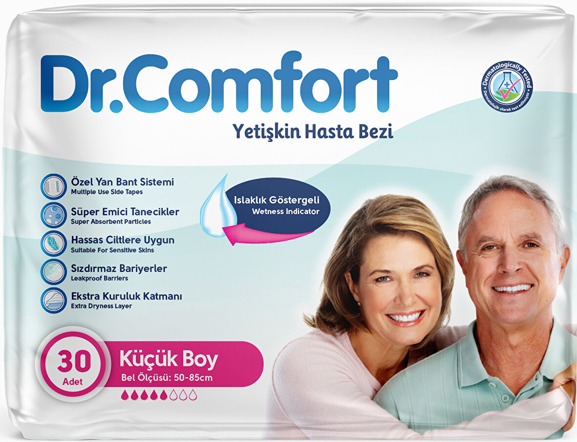 Dr.Comfort Yetişkin Hasta Bezi Bel Bantlı Tekstil Yüzeyli S - Küçük - Small 30 Adet