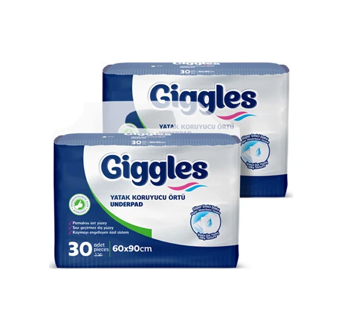 Giggles 60x90 Cm Yatak Koruyucu Örtü (Underpad) X 2 Paket (60 Adet)