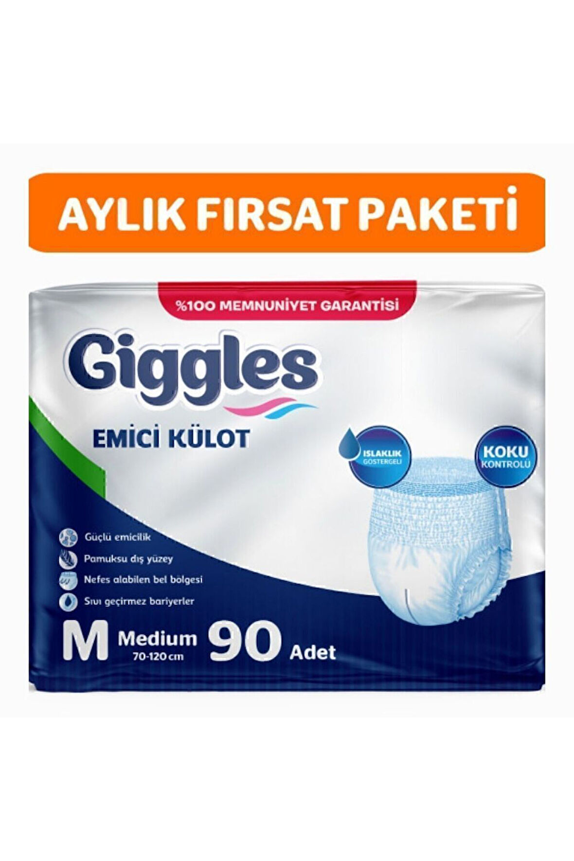 Giggles Yetişkin Emici Külot Medium 30'lu 3 Paket 90 Adet
