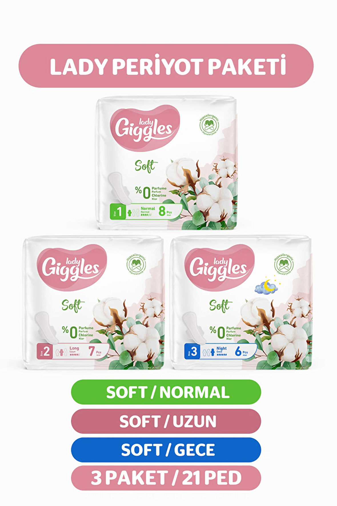 Giggles Lady Soft Hijyenik Ped Mix Paketi 21 Adet