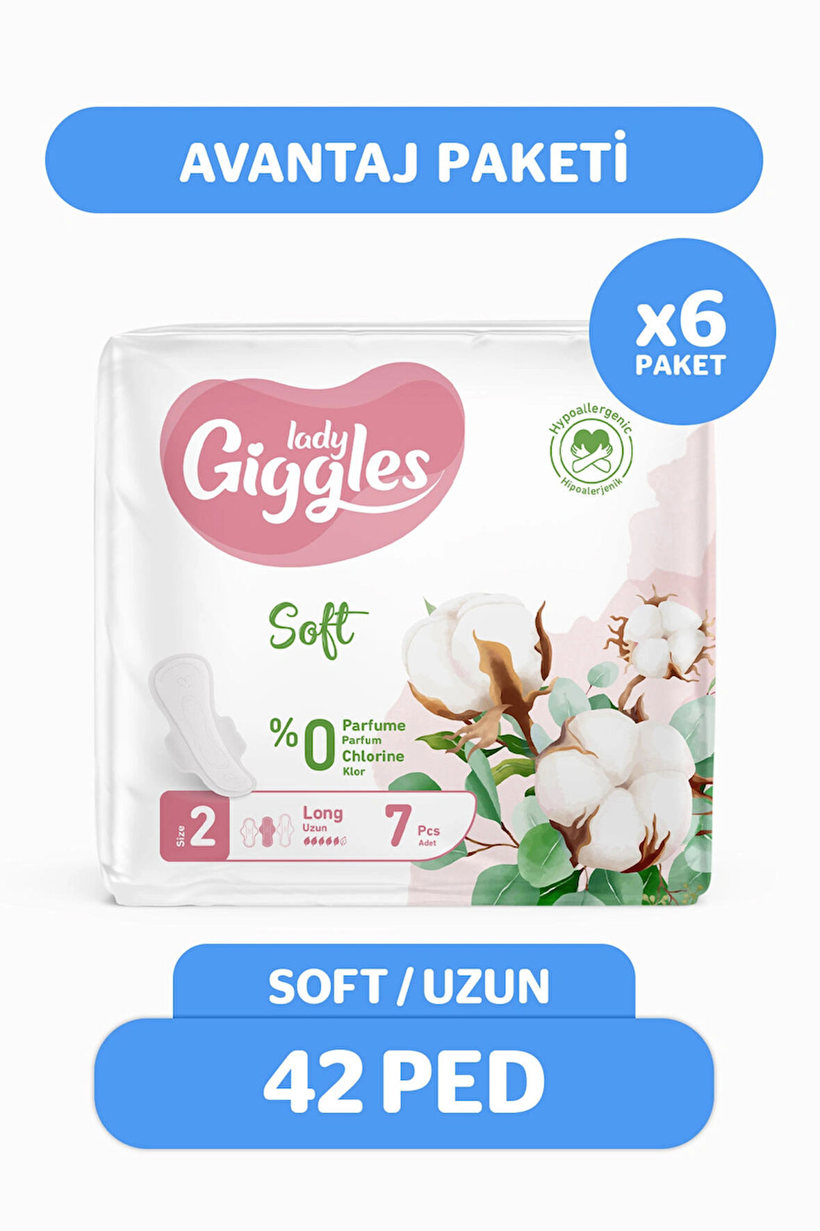 Giggles Lady Soft Hijyenik Ped Uzun Avantaj Paketi 42 Adet