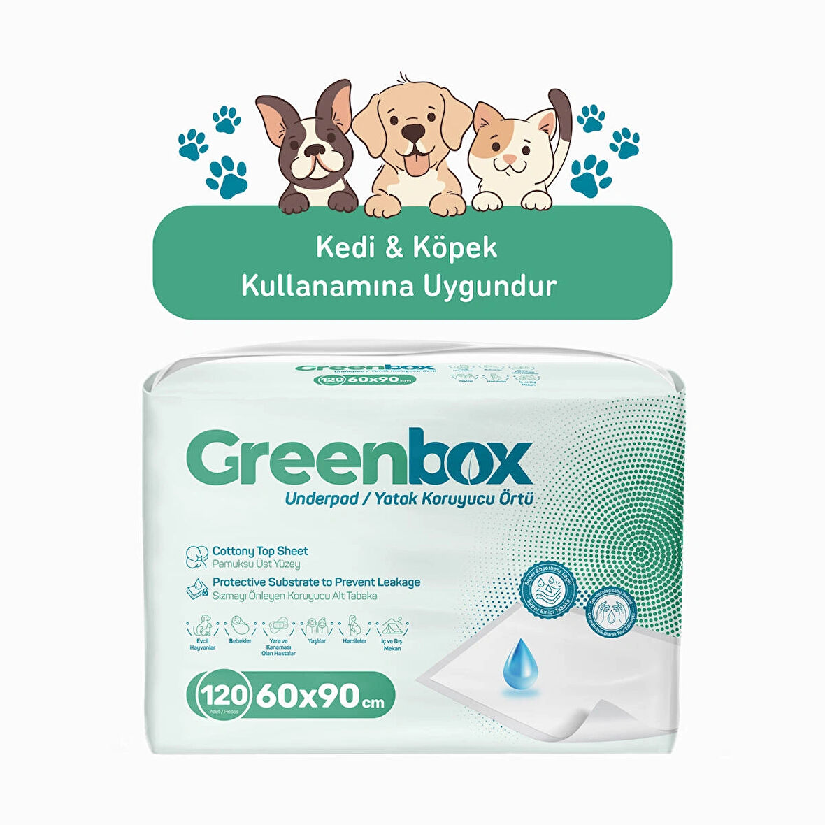 Greenbox 60x90 Hijyenik Tuvalet Eğitim Pedi 30'lu 4 Paket 120 Adet
