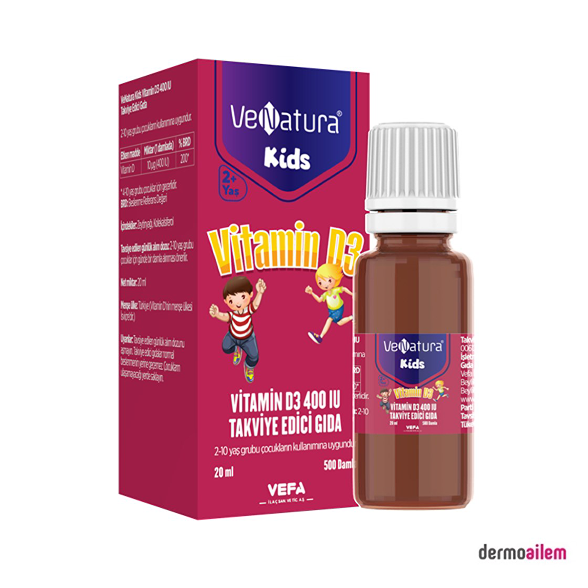 Venatura Kids Vitamin D3 400 Iu Takviye Edici Gıda 20 Ml