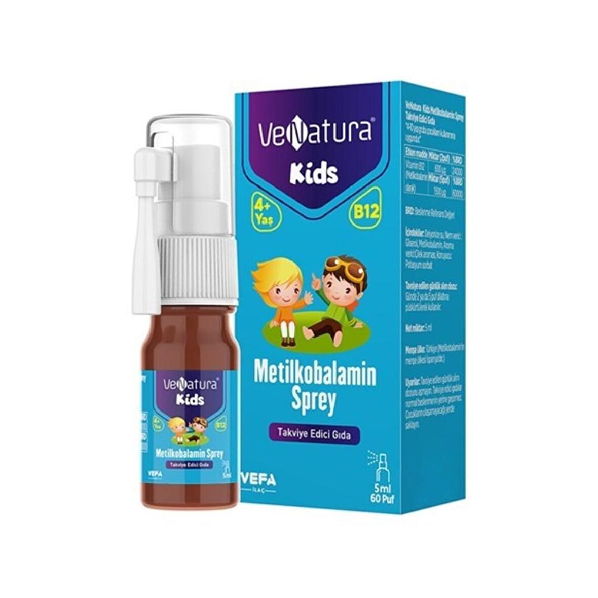 Venatura Kids B-12 Metilkobalamin Sprey Takviye Edici Gıda 5 Ml