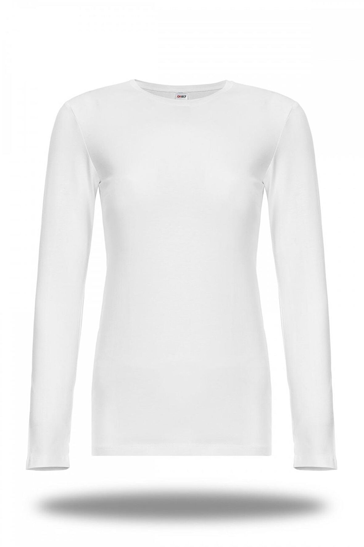 Kadın Pamuklu Sıfır Yaka Uzun Kollu Likralı Üst 6'LI - 2123