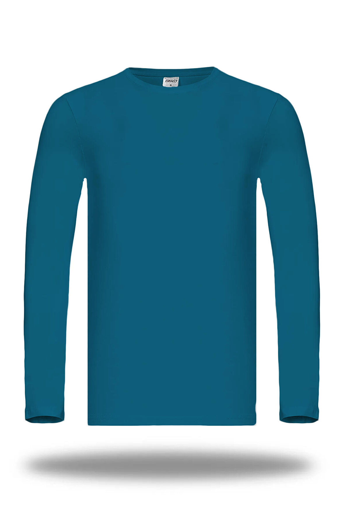 Erkek Çocuk Pamuklu Uzun Kollu Basic Badi Likralı Slim Fit Renkli̇ Sweatshi̇rt Teal - 221 - 222