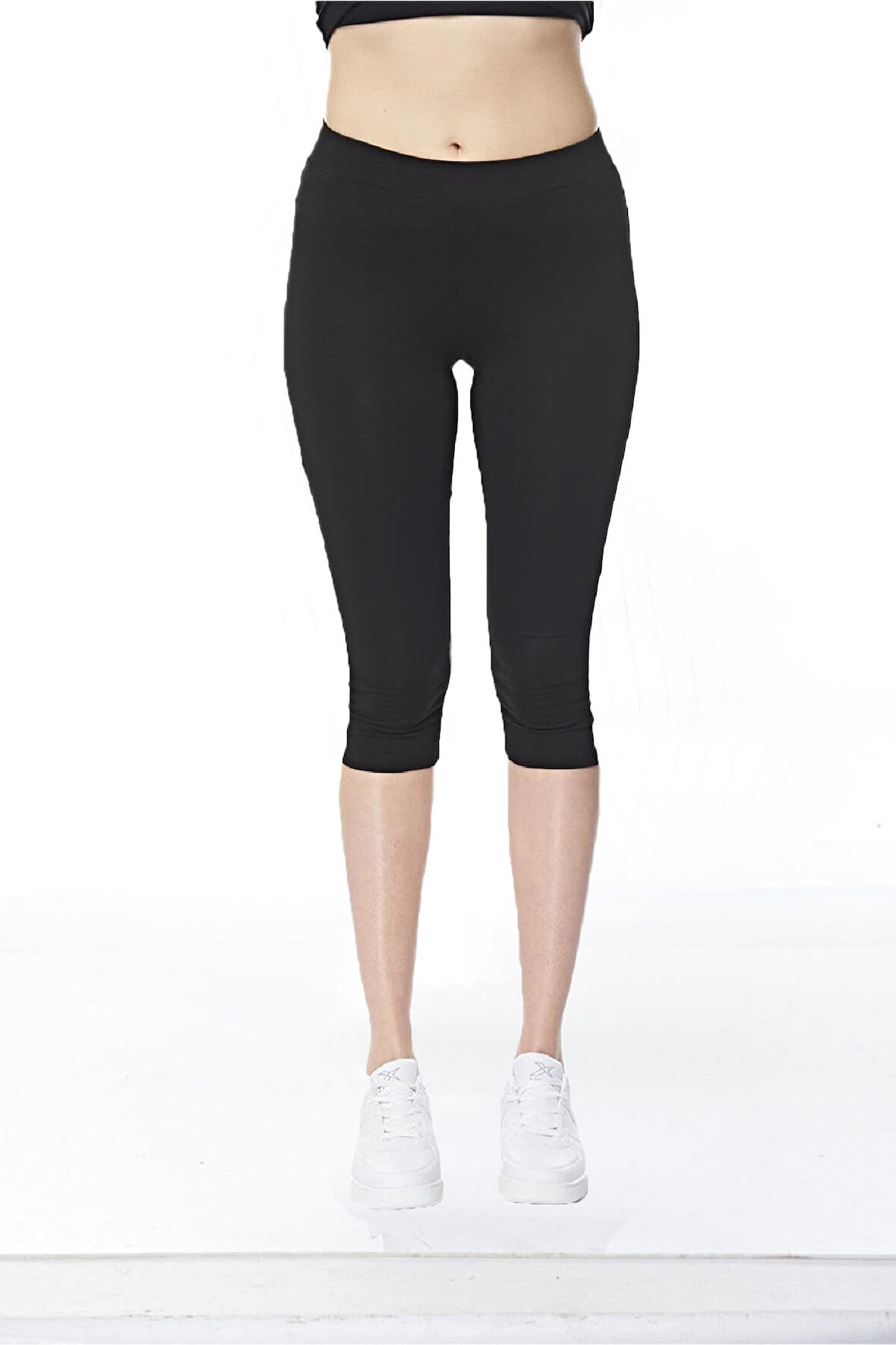 Kadın Pamuklu Dizaltı Boy Yani Çi̇zgi̇li̇ Sporcu Li̇kralı Tayt - 4901- 4076