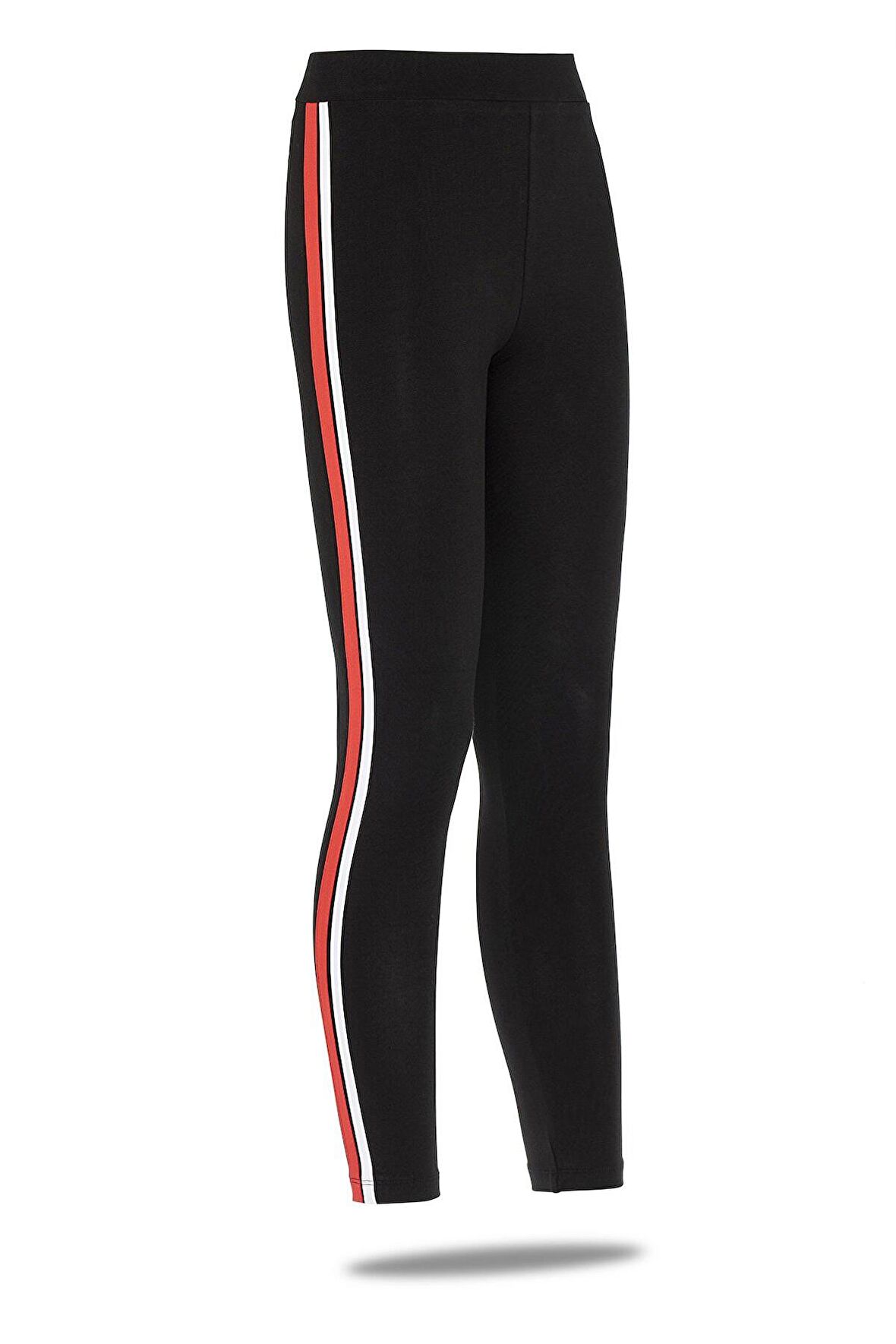 Kadın Pamuklu Bilek  Boy Yanı Kırmızı Çi̇zgi̇li̇ Sporcu Li̇kralı Tayt - 4903 - 4078